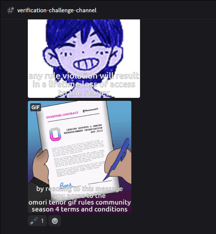 Reaction-based verification challenge in the Discord server